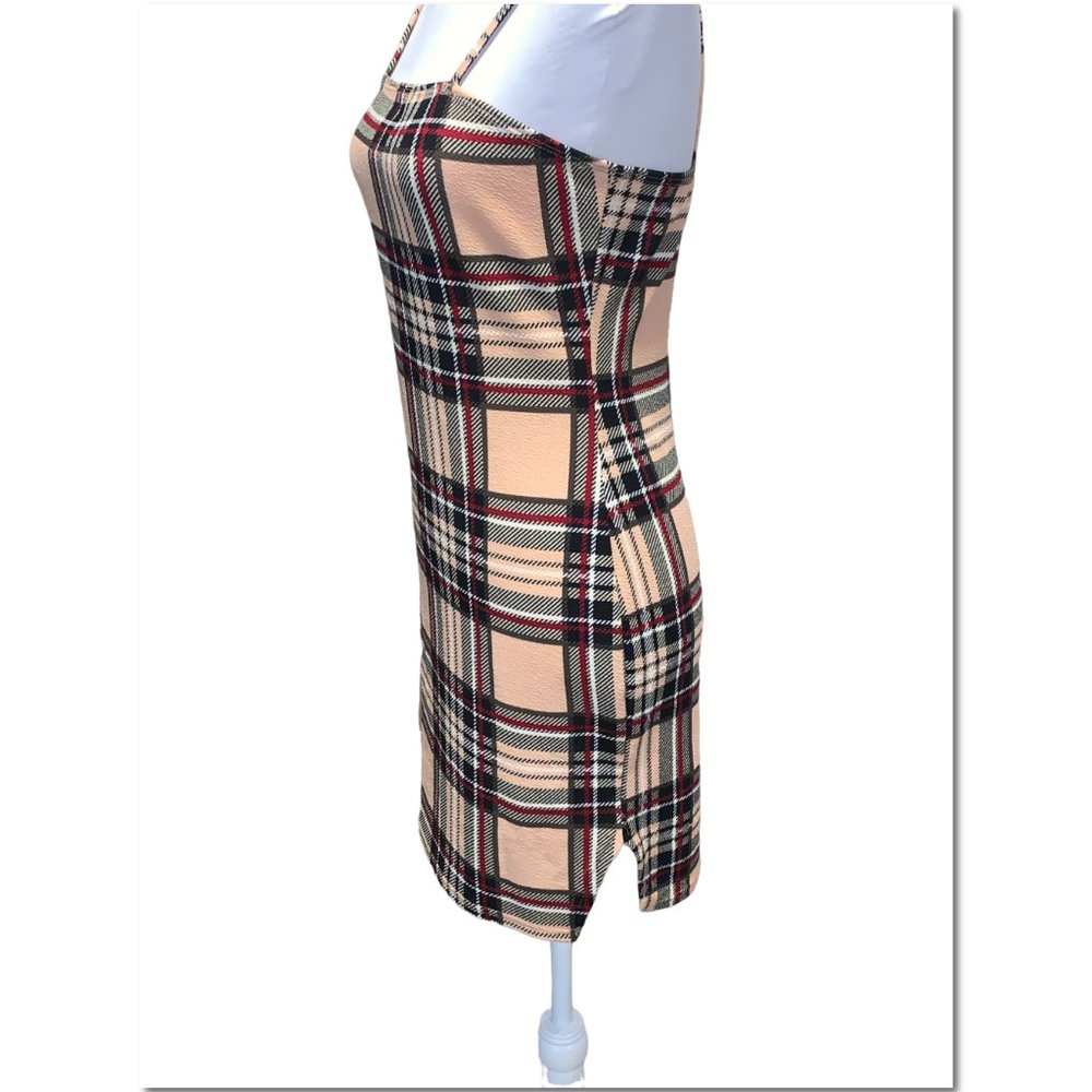 Shein Plaid Dress Size Large Cream and Black Plaid Minidress EUC - Picture 4 of 8